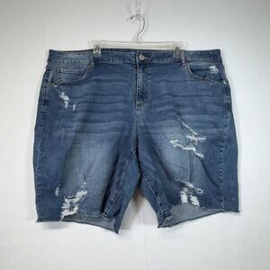 Project Blue Women's Distressed Denim Jean‎ Shorts - Size 24W